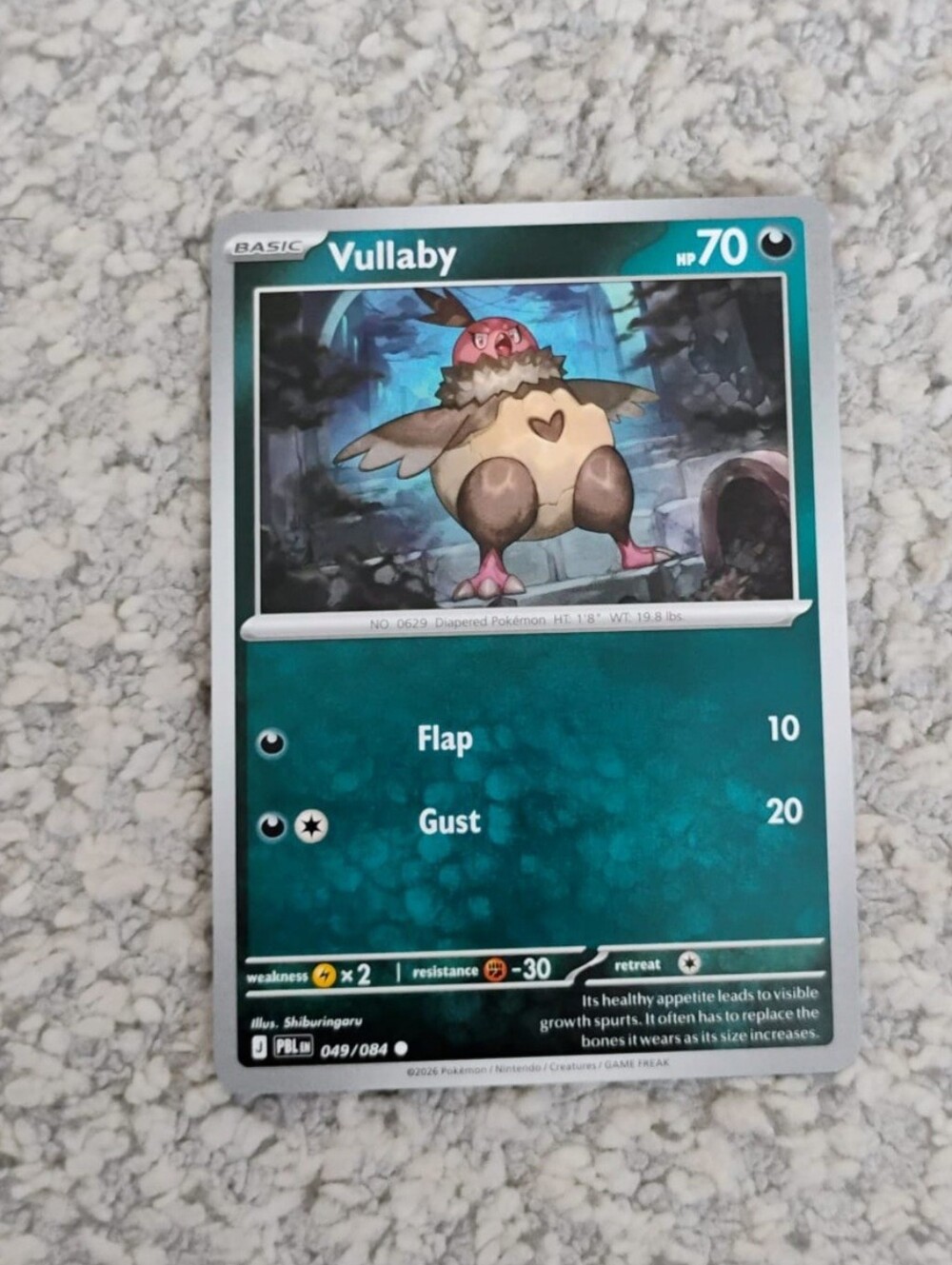 POKEMON TCG Card Vullaby Pitch Black 049/084 PZ
